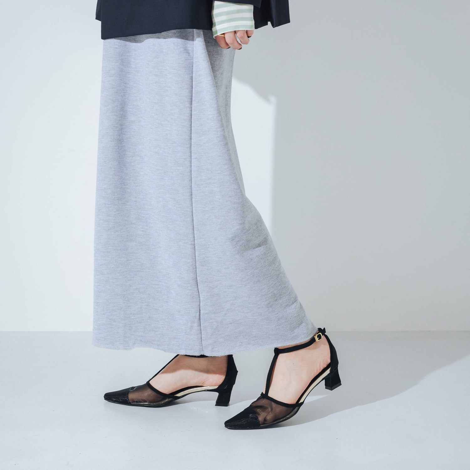 【EVOL】【Lightweight・Soft】T-Strap Chiffon Pumps IY5591