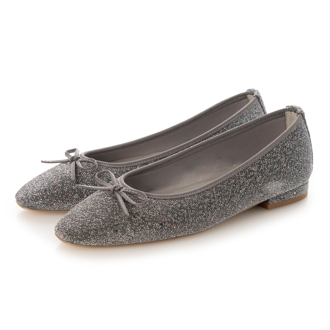 【EVOL/イーボル】 【ふかふか・軽量】アーモンドトゥフラットバレエ IZ5782  （シルバー） シルバー