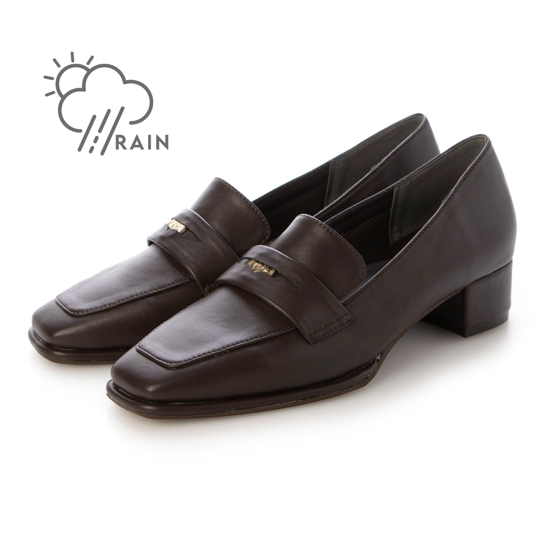 【EVOL/イーボル】 【晴雨兼用・ふかふか】スクエア3.5cmコインローファー IZ5786  （ブラウン） ブラウン