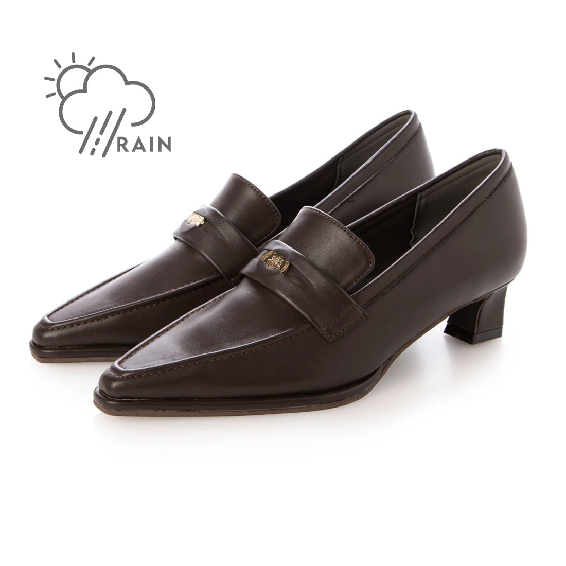 【EVOL/イーボル】 【晴雨兼用・ふかふか】4cmポインテッドコインローファー IZ5801  （ブラウン） ブラウン