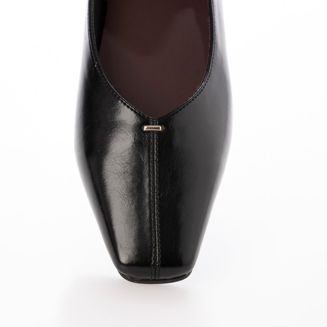 【EVOL/イーボル】 【ふかふか・クッション入り】スクエアゴールドステッチフラットパンプス IZ5810  （ブラック） ブラック