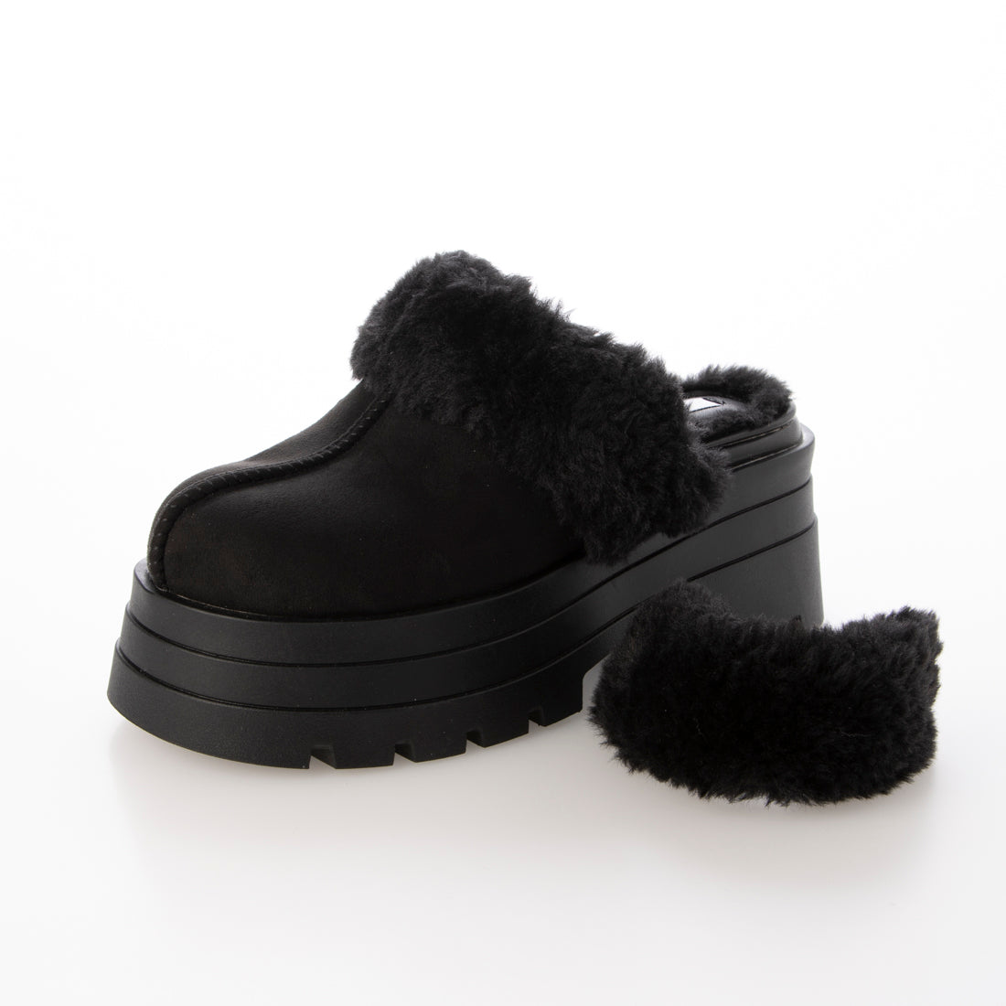 【EVOL/イーボル】 【ストラップ取り外し可・S-LLサイズ展開】2WAYムートンスリッポン IZ5827  （ブラックスエード） ブラックスエード