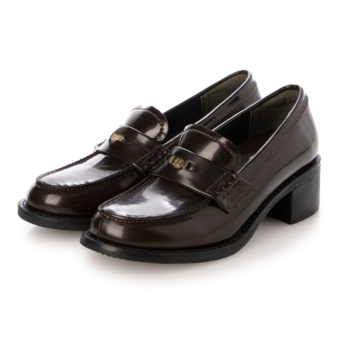 【EVOL/イーボル】 【ふかふか・クッション入り】4.5cmコインローファー IZ5863  （ブラックエナメル） ブラウンエナメル