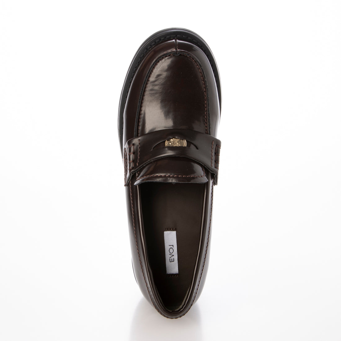 【EVOL/イーボル】 【ふかふか・クッション入り】4.5cmコインローファー IZ5863  （ブラックエナメル） ブラウンエナメル