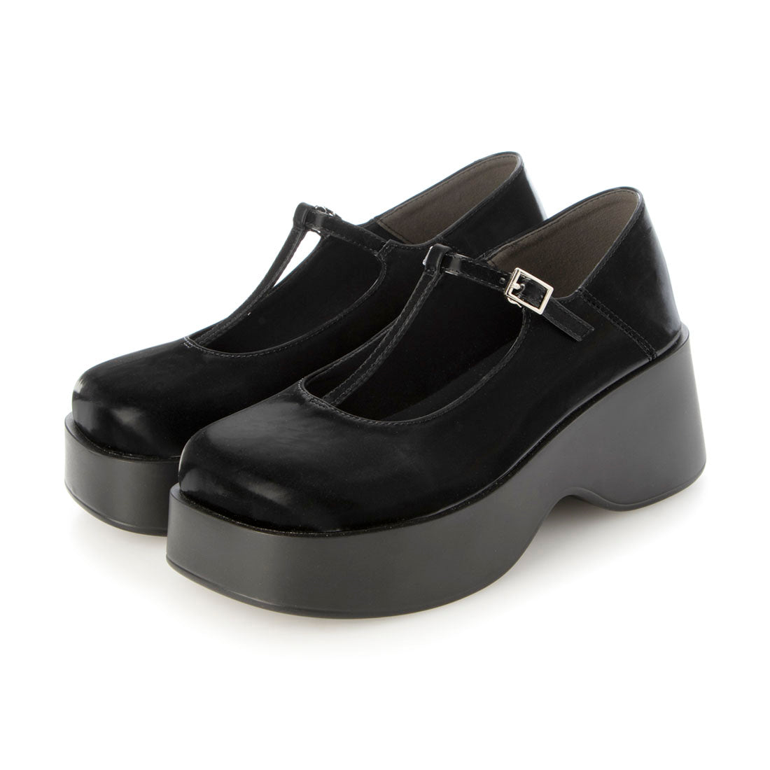【EVOL】 Rich size range from XS to LL / Lightweight thick-soled square T-strap shoes IX5461