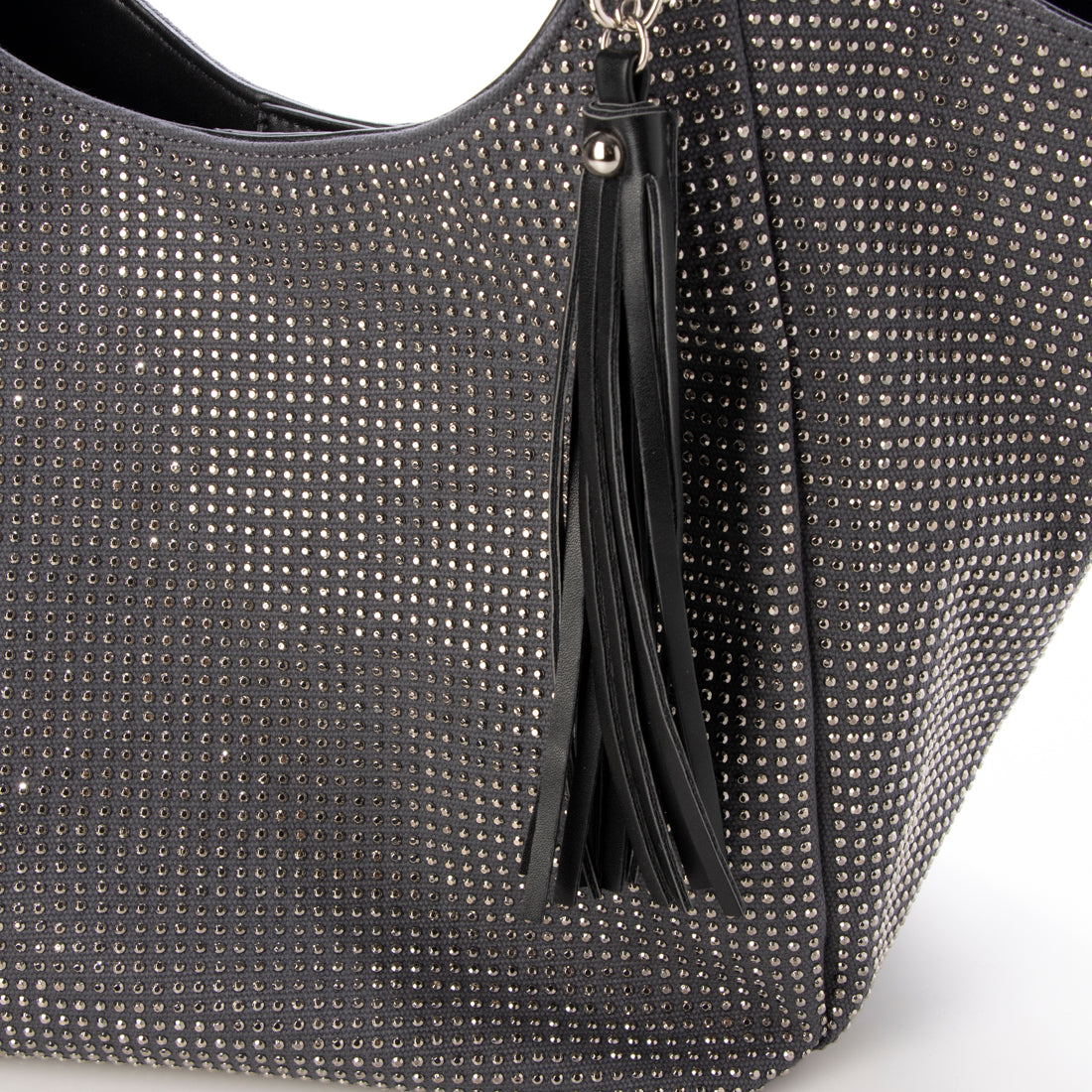 イグジスタンス EXISTENCE ラインストーンタッセル付きバルーンBAG （グレー） グレー