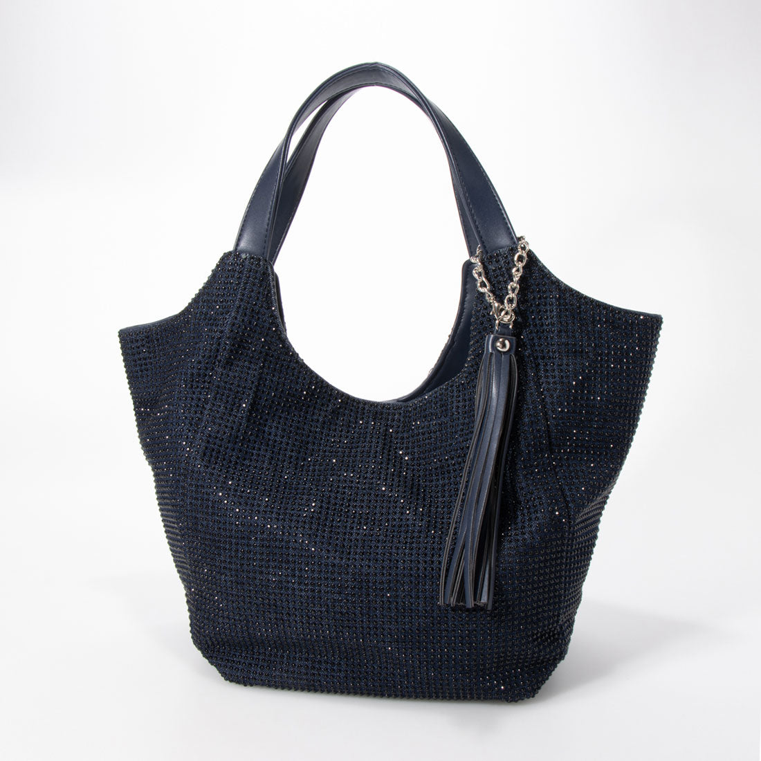 イグジスタンス EXISTENCE ラインストーンタッセル付きバルーンBAG （デニム） デニム