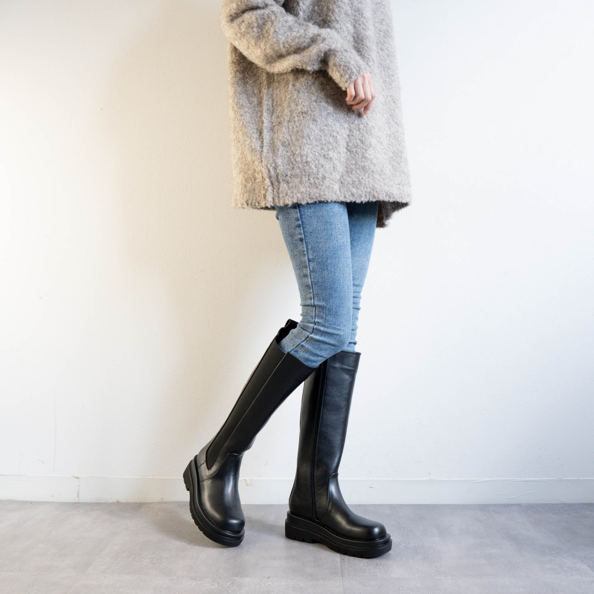 ファビーファビー FABBY FABBY. サイドゴアジップアップロングブーツ