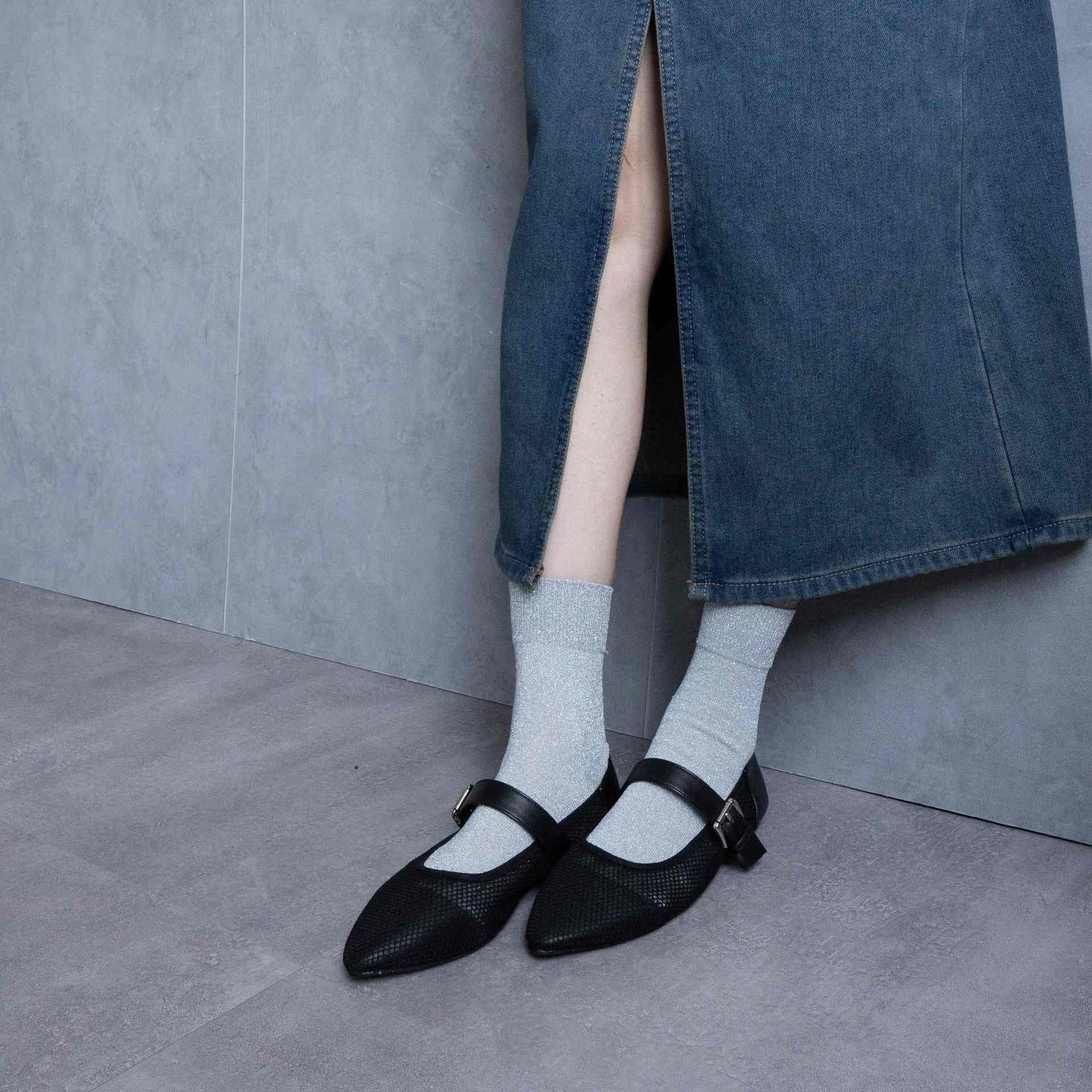 ファビーファビー FABBY FABBY. メッシュメリージェーンパンプス （ブラック） ブラック