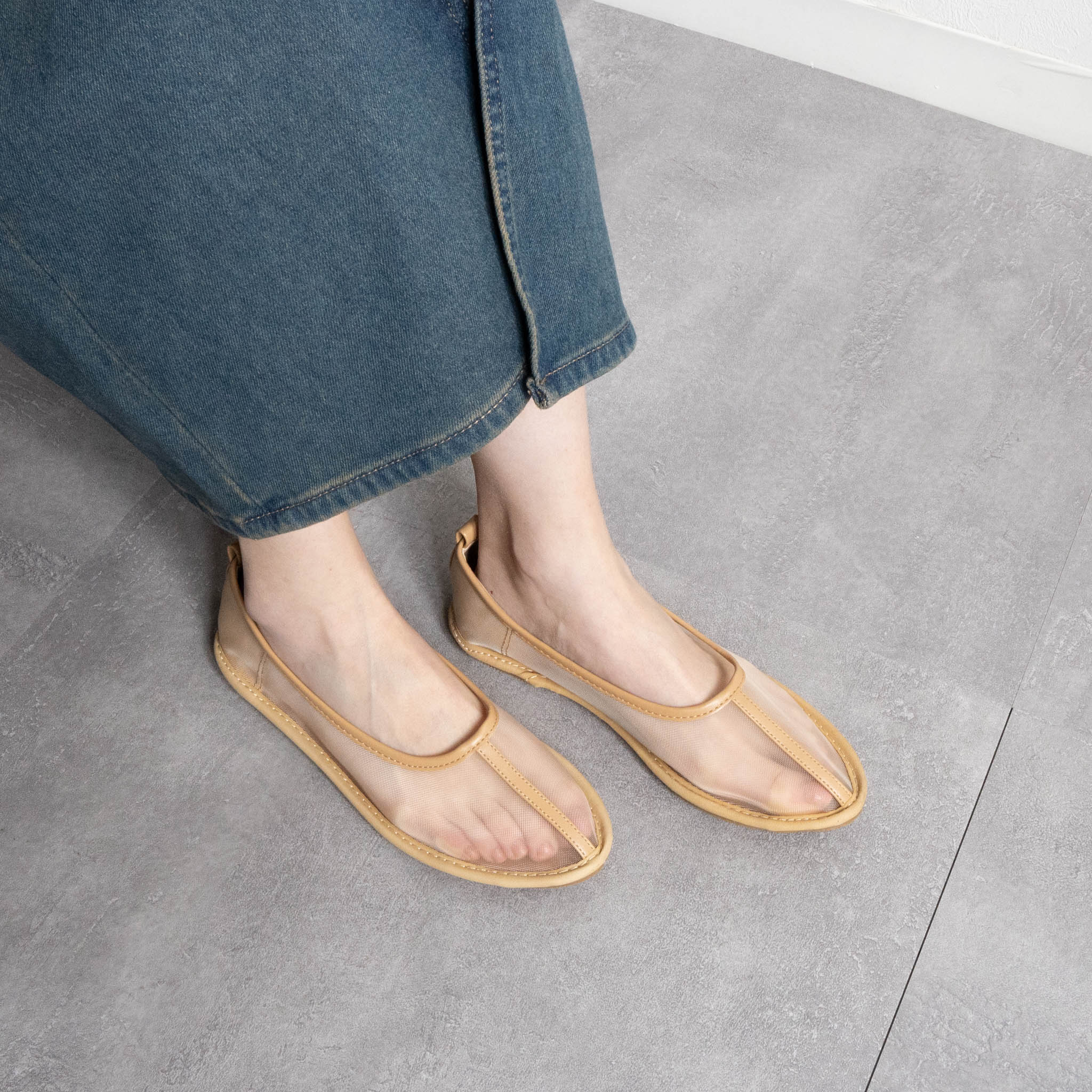 ファビーファビー FABBY FABBY. メッシュシアーフラットシューズ （BE） BE