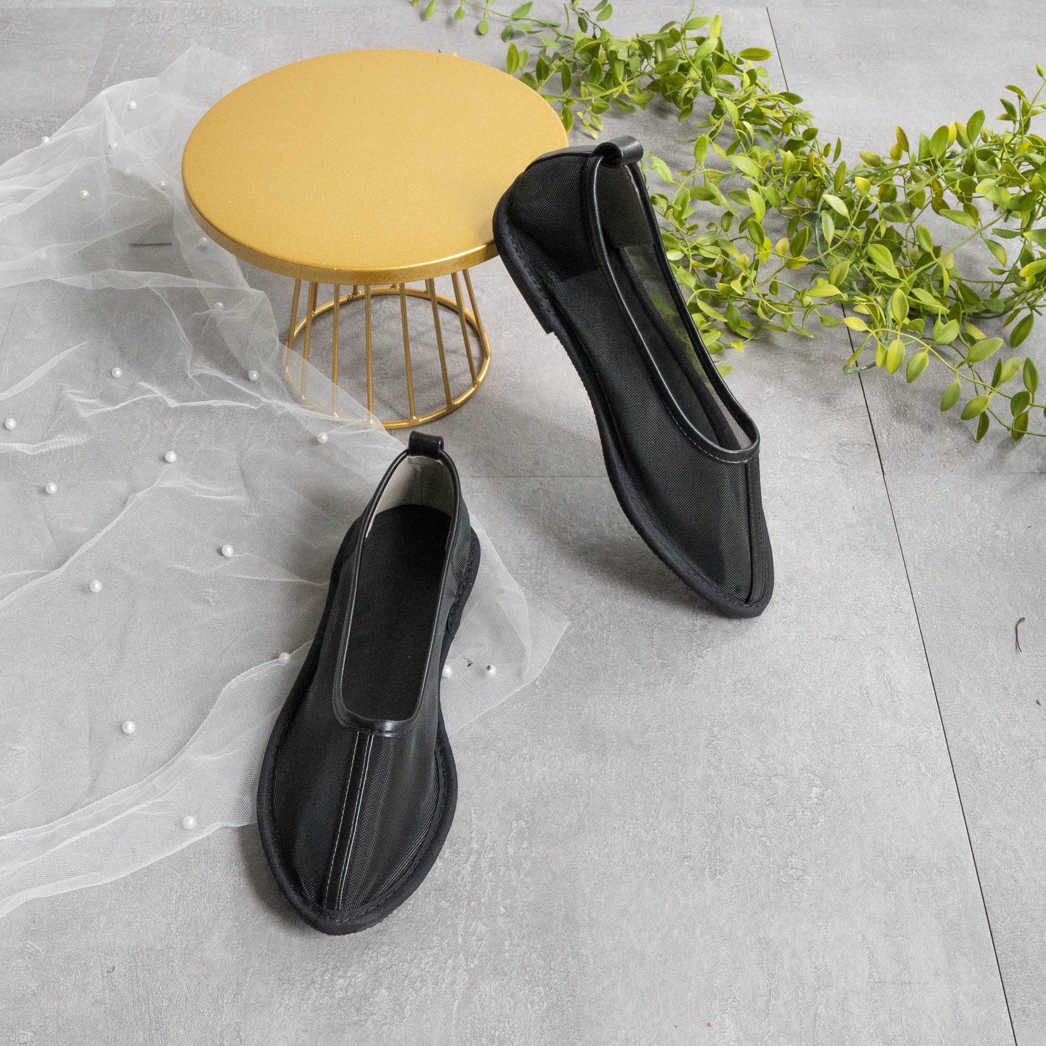 ファビーファビー FABBY FABBY. メッシュシアーフラットシューズ （BK） BK