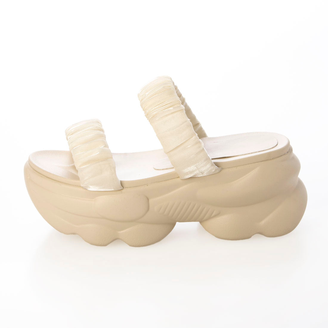 ファビーファビー FABBY FABBY. サテンシャーリング2ベルト厚底サンダル （オフホワイト） オフホワイト