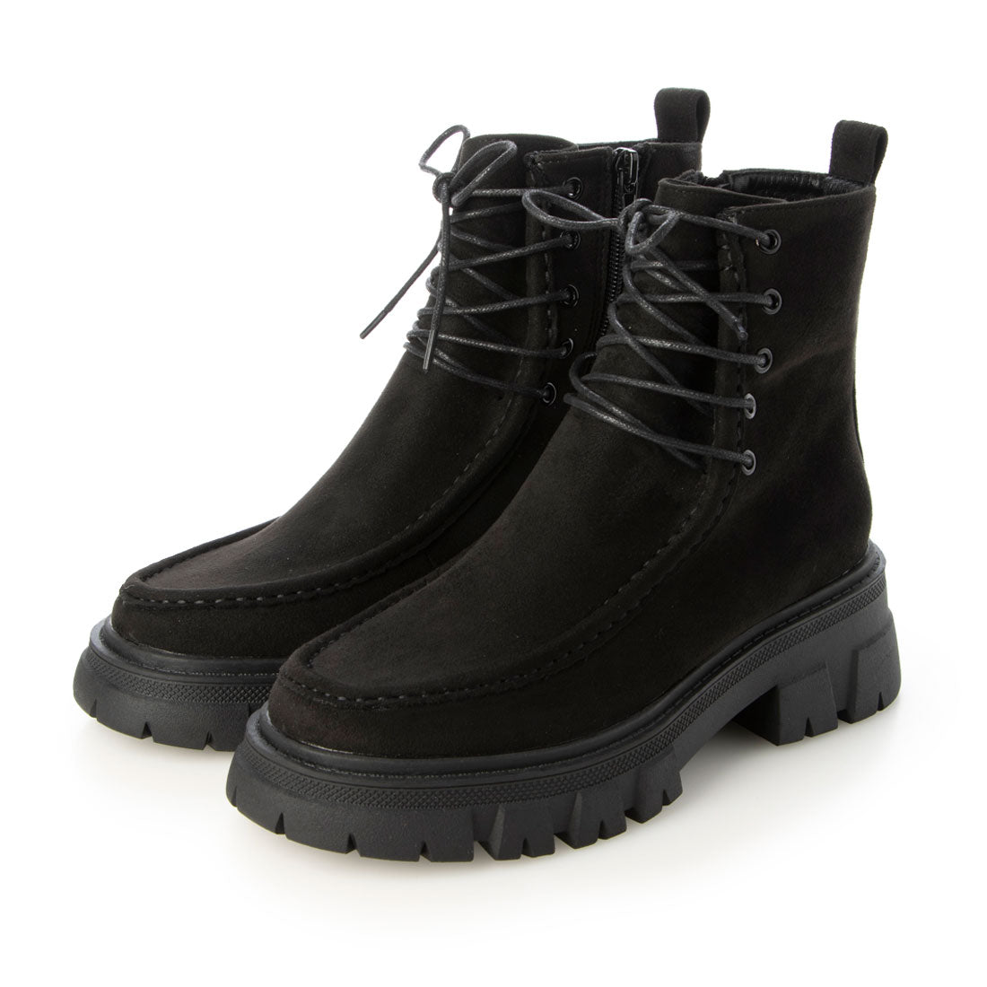 FABBY FABBY. Lace-up suede tank sole short boots