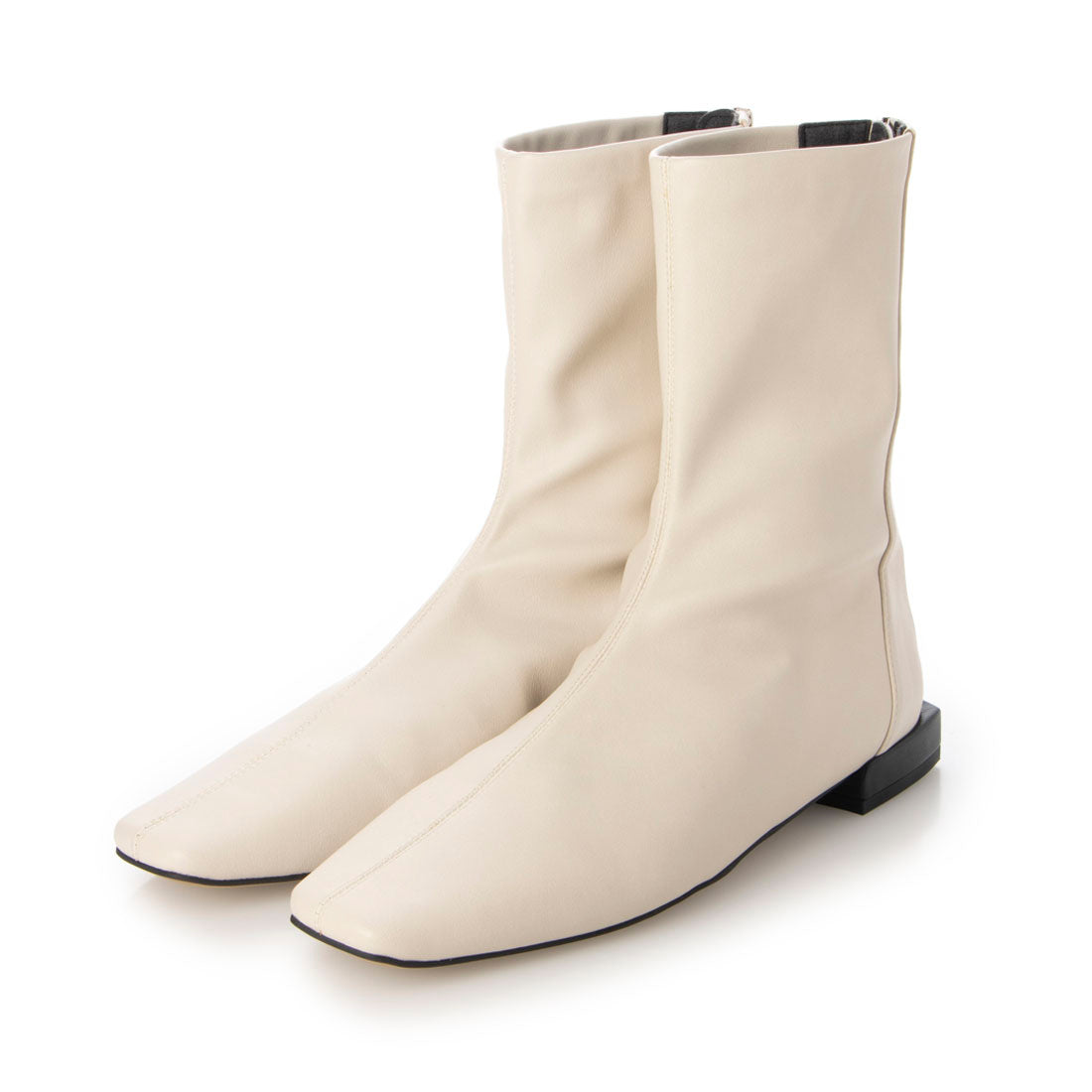 スクエアトゥショートブーツDIANA F by WELLFIT,アイボリーストレッチ