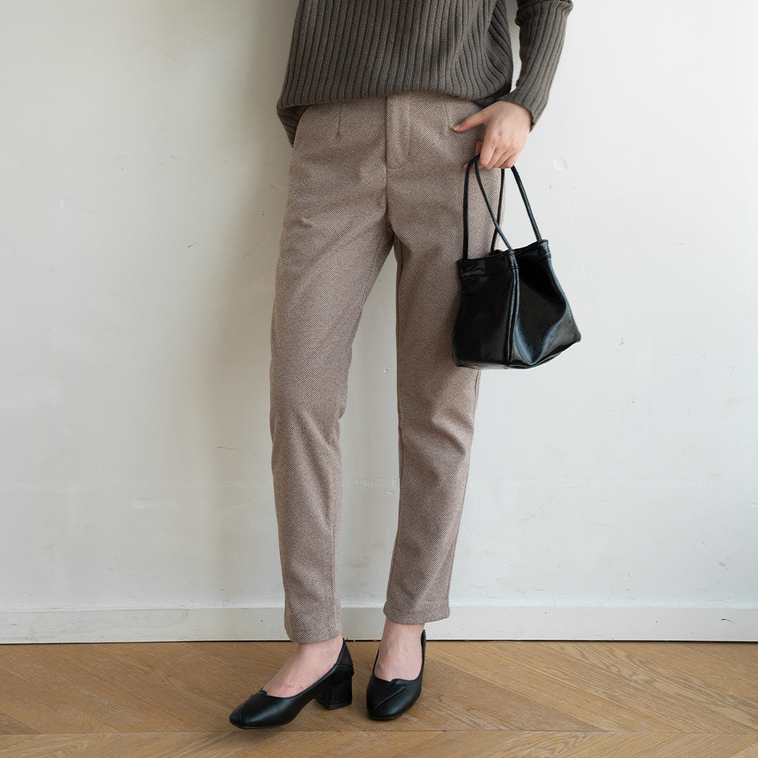 フォースメント Forcement スタイルよくみえ上品パンツ （ブラウン） ブラウン