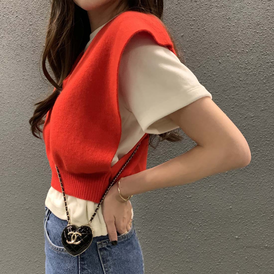 フォースメント Forcement 春ニットベスト （レッド） レッド