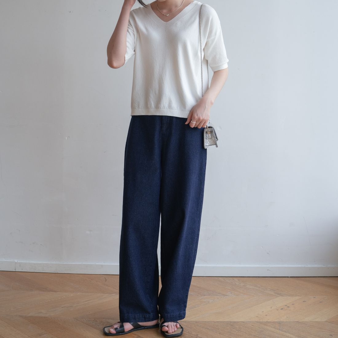 フォースメント Forcement ふんわりかわいいカーブデニムパンツ （ブルー） ブルー