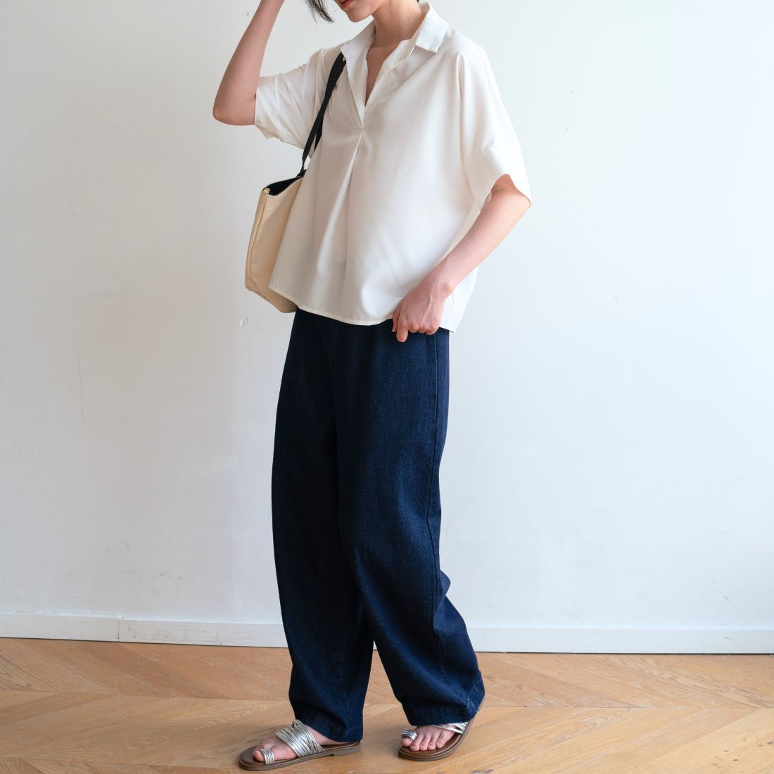 フォースメント Forcement ふんわりかわいいカーブデニムパンツ （ブルー） ブルー
