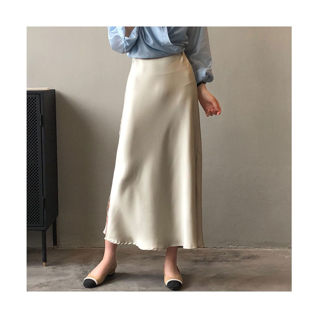 フォースメント Forcement テクいらずで映えるサテン風ロングスカート