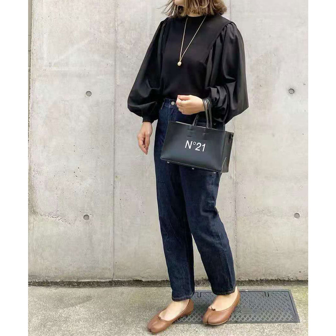 フォースメント Forcement ドッキングニットブラウス ボリュームスリーブ