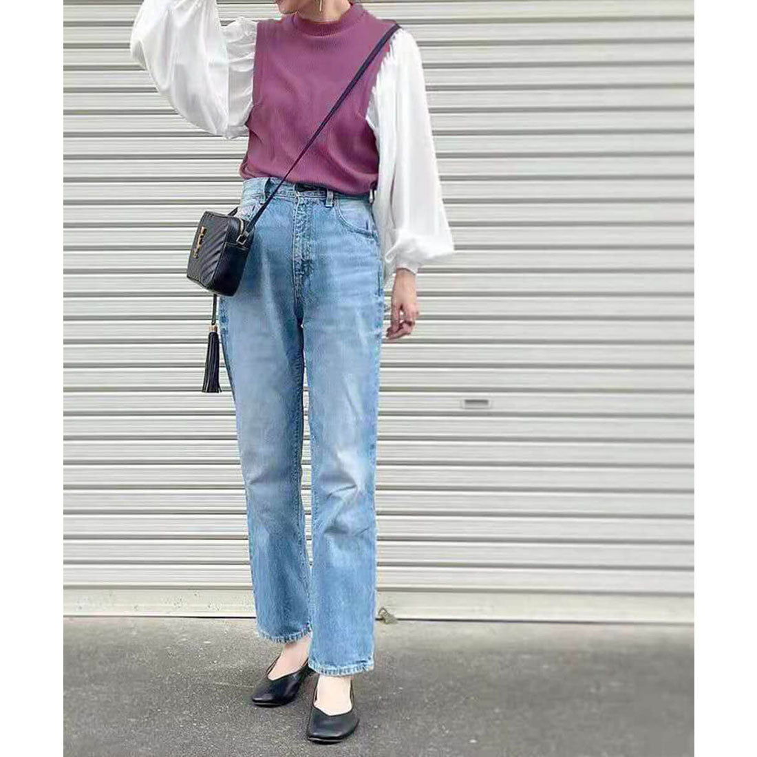 フォースメント Forcement ドッキングニットブラウス ボリュームスリーブ