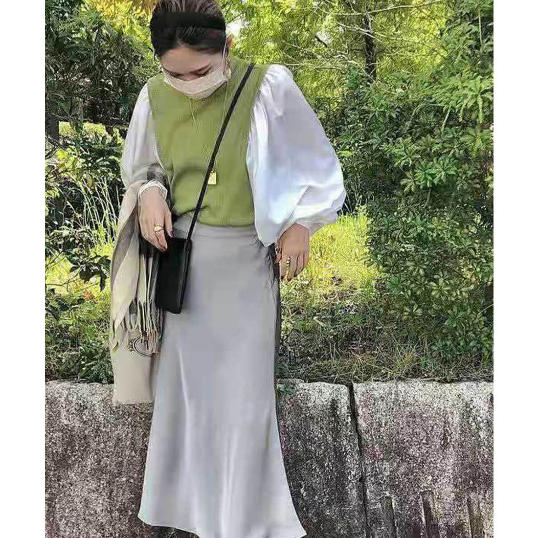 フォースメント Forcement ドッキングニットブラウス ボリュームスリーブ