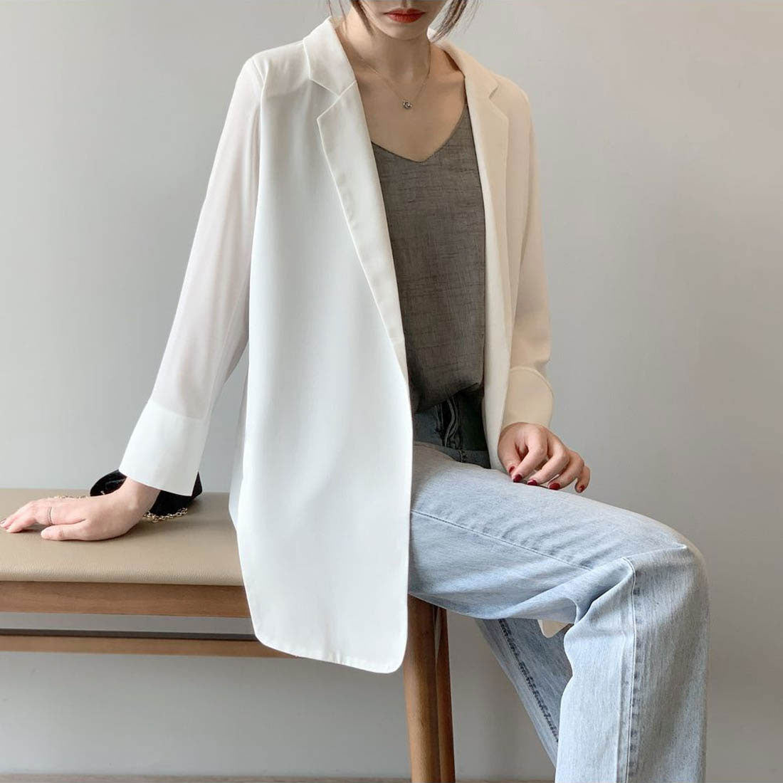 フォースメント Forcement ロングテーラードジャケット （ホワイト） ホワイト