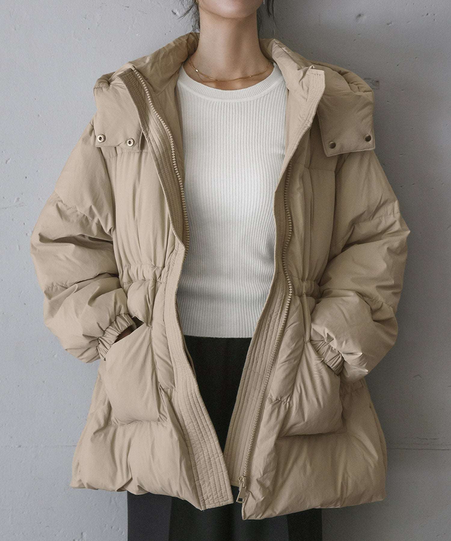 フロリア Flolia フォックスファー付き フーデッド ダウンコート （ライトベージュ） ライトベージュ