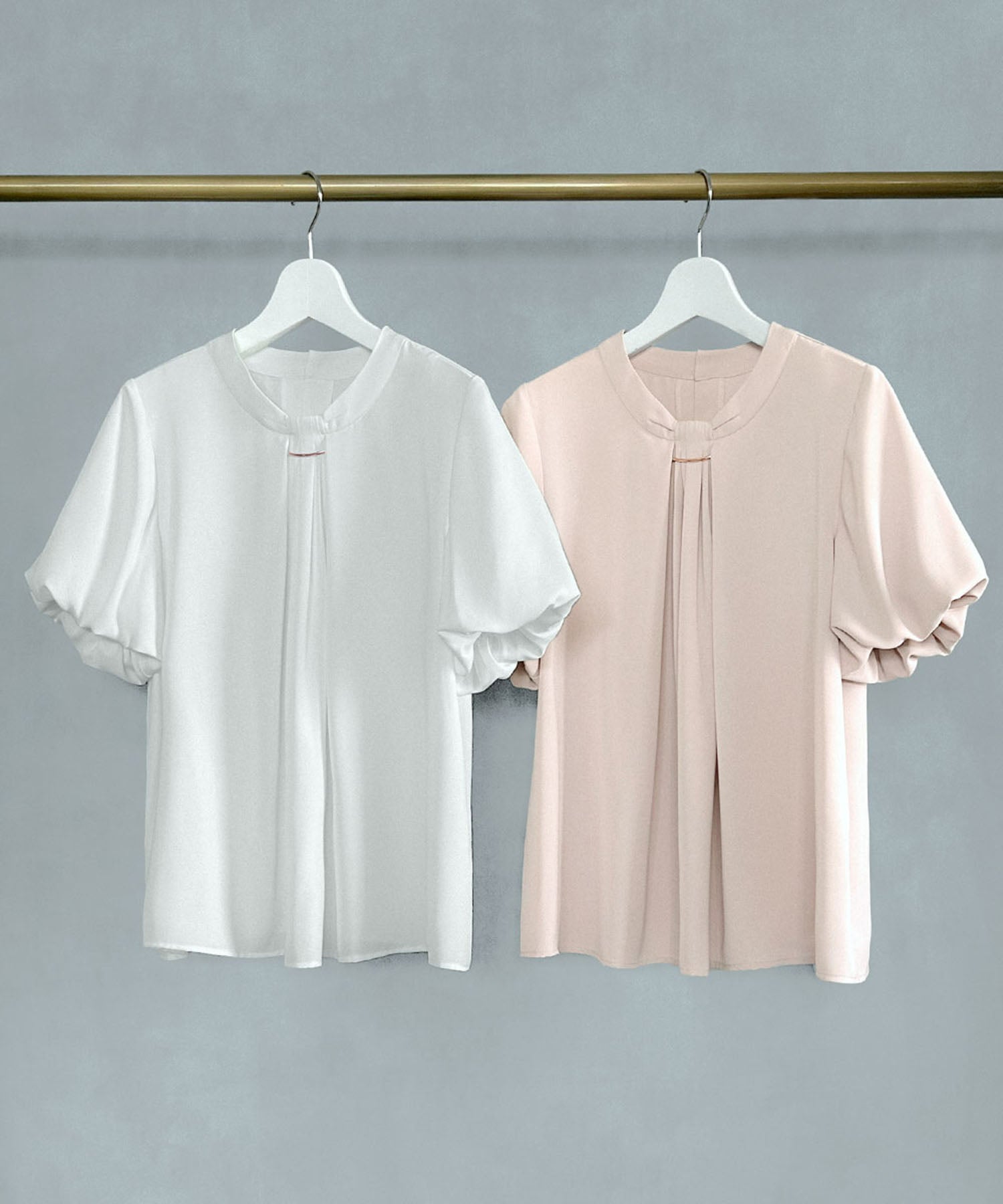 Flolia Puff Sleeve Bow Tie Style Business Blouse [Washable]