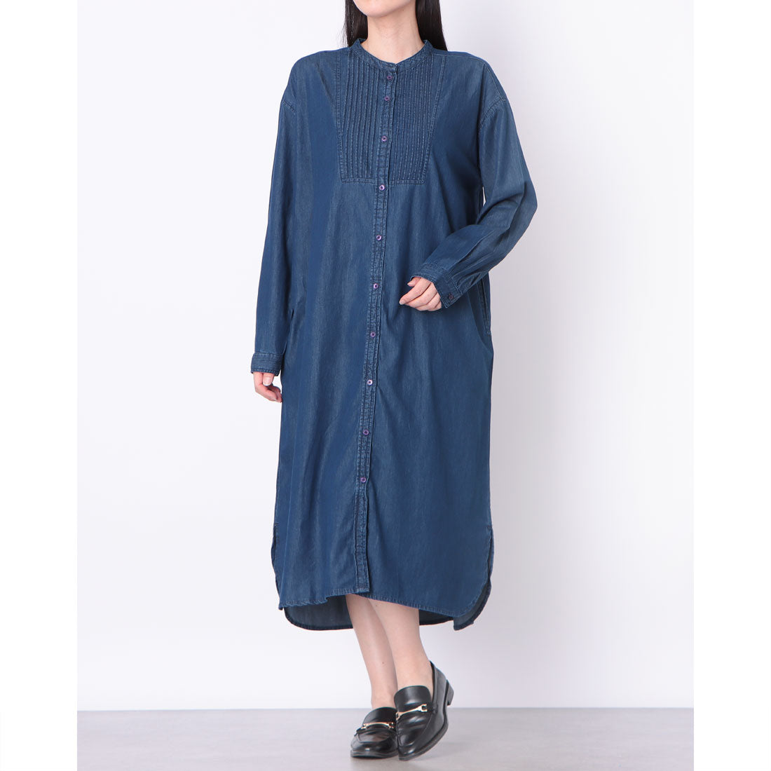 ファナカ Fanaka ソフトデニムシャツワンピース （インディゴ） インディゴ