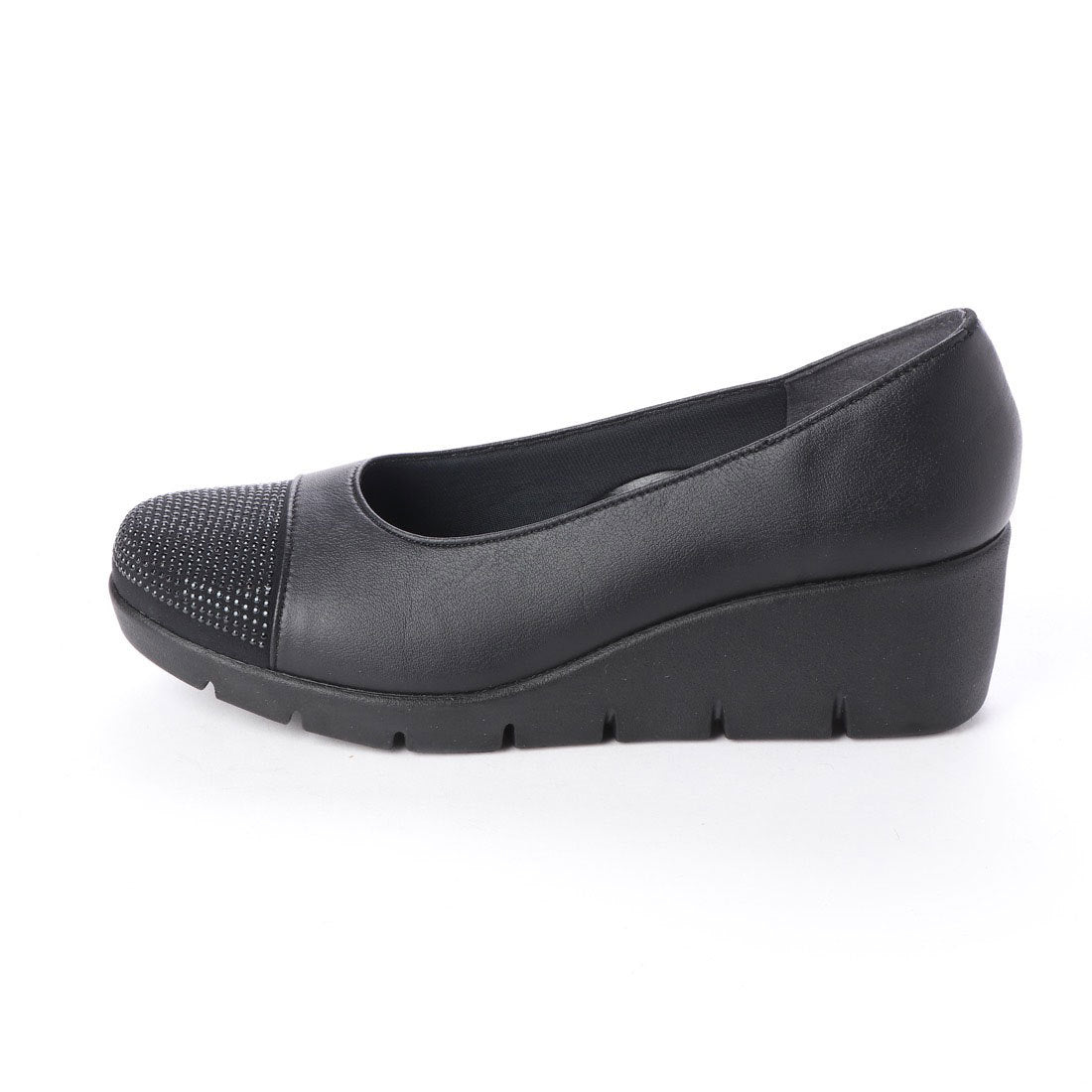 First Contact Made in Japan Wedge Sole Comfort Pumps, Beaded Runnable Wedge Pumps