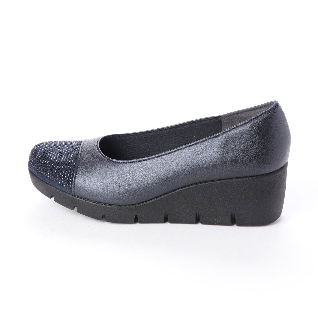 First Contact Made in Japan Wedge Sole Comfort Pumps, Beaded Runnable Wedge Pumps