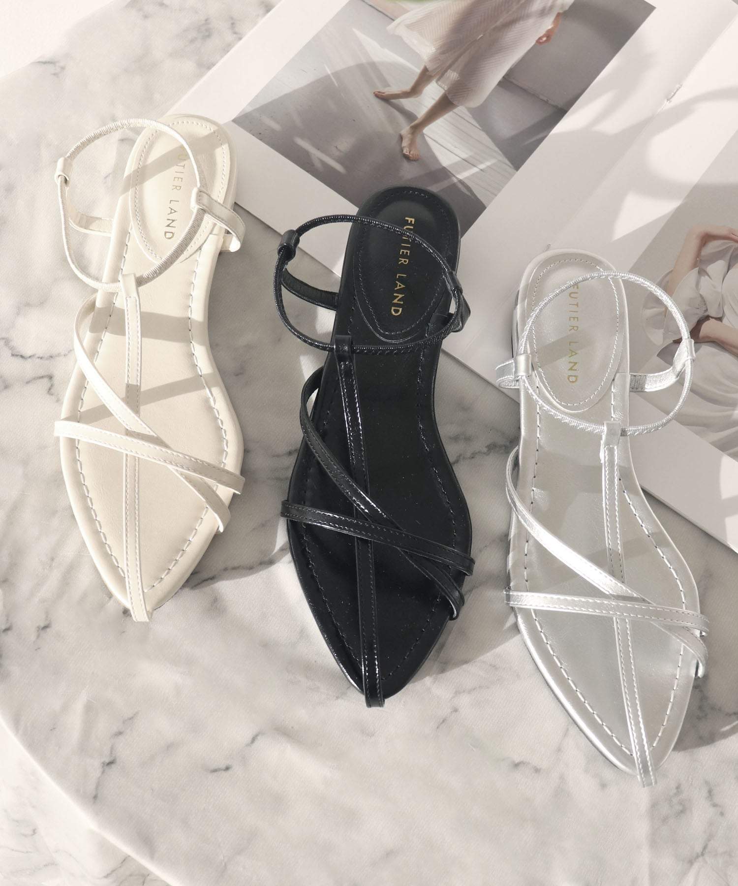 Futier Land Futier Land 【Easy to Wear with One Hand】 T-Narrow Rubber Strap Sandals