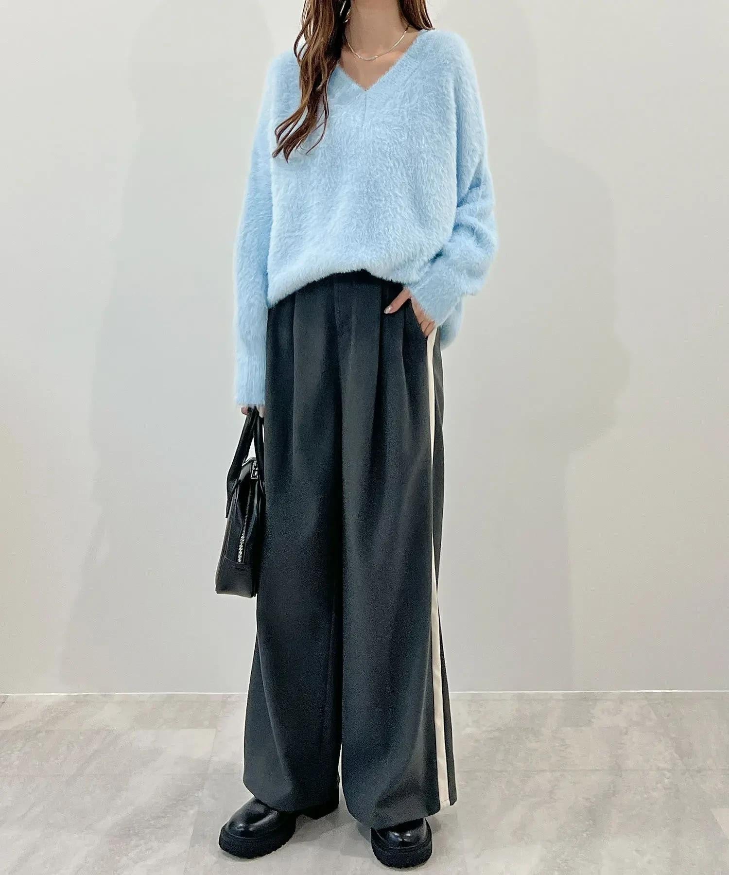 フューティアランド Futier Land モヘアタッチ裾リブシャギーニット （ブルー） ブルー