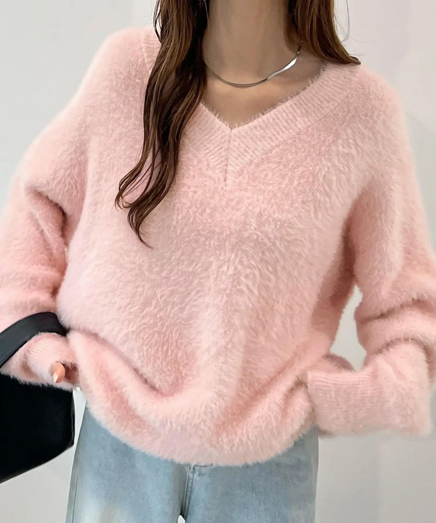 フューティアランド Futier Land モヘアタッチ裾リブシャギーニット （ピンク） ピンク