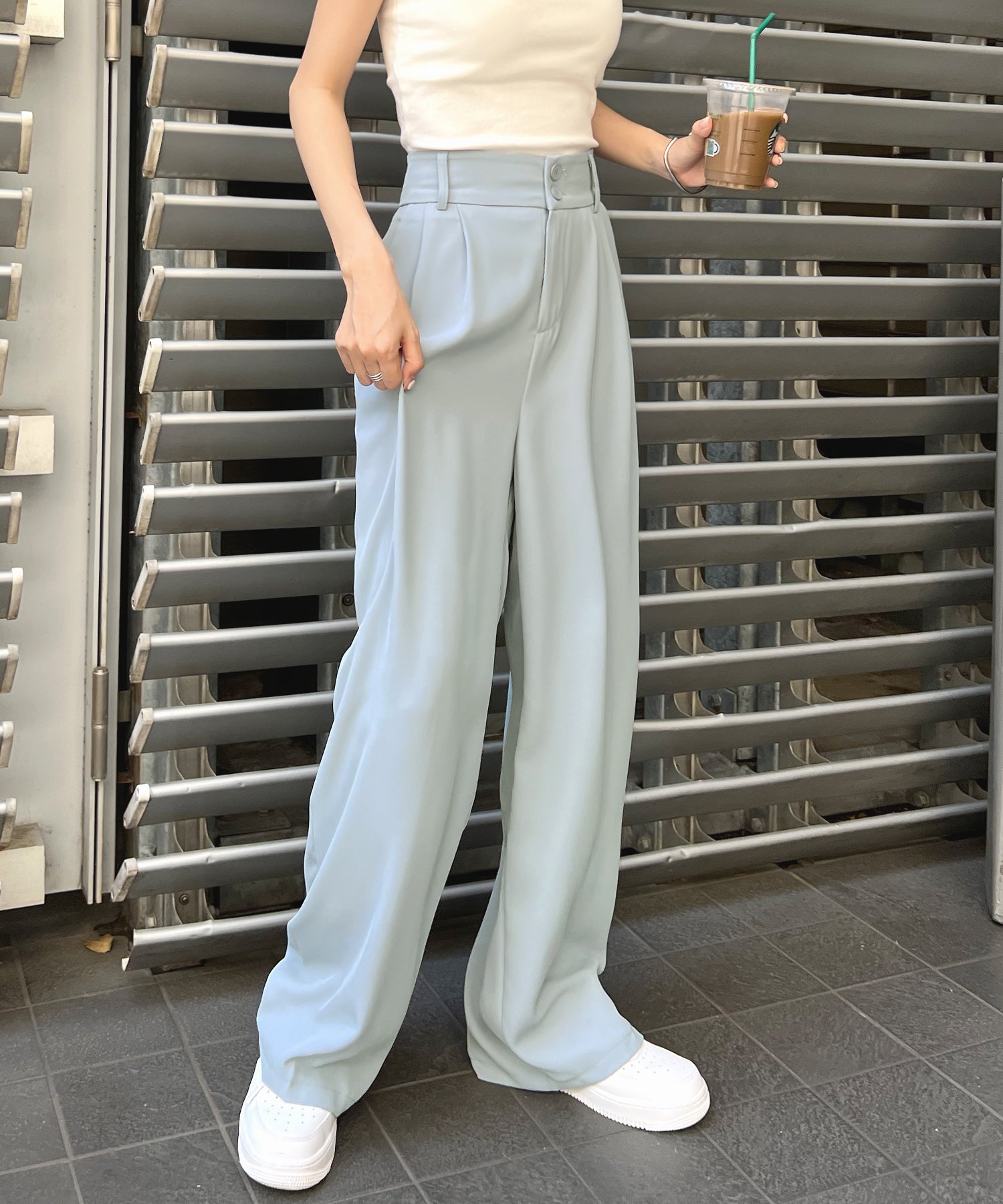 Futier Land Futier Land High Waist Double Button Slacks