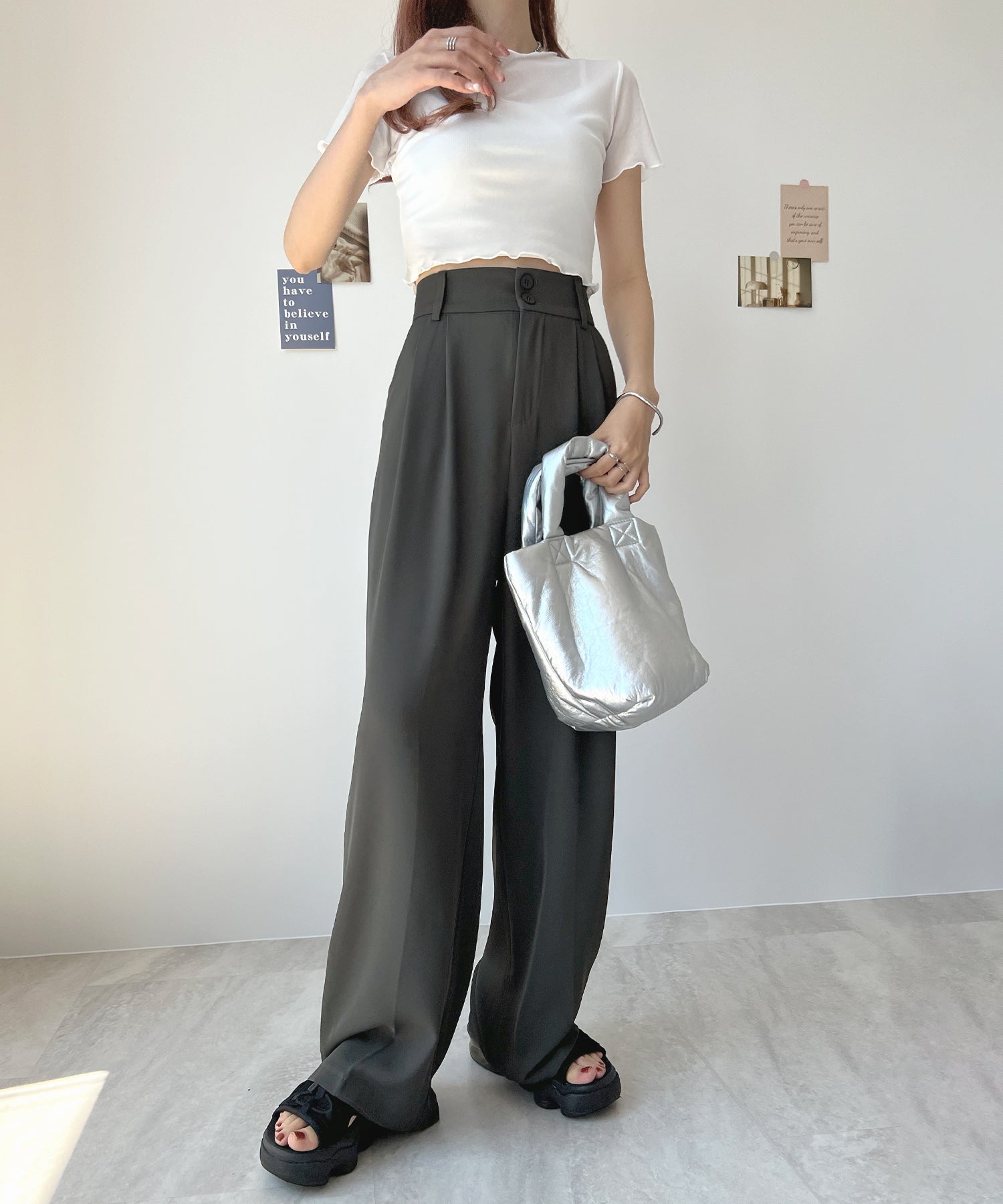 Futier Land Futier Land High Waist Double Button Slacks