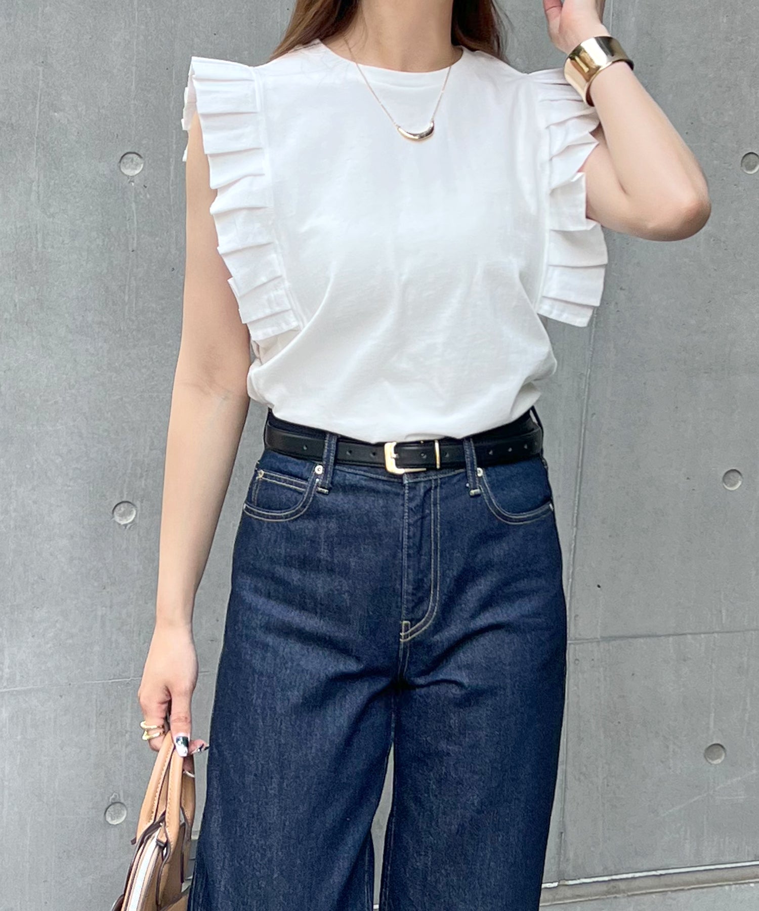 フューティアランド Futier Land タックフリルノースリーブTシャツ （オフホワイト） オフホワイト