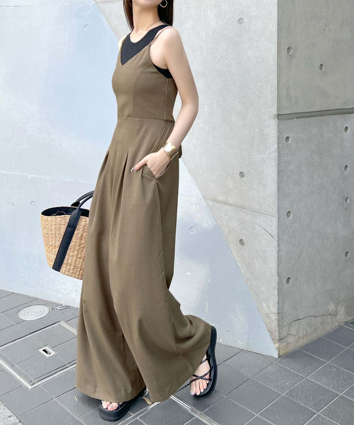 フューティアランド Futier Land バックリボンキャミワイドオールインワン （ベージュ） ベージュ