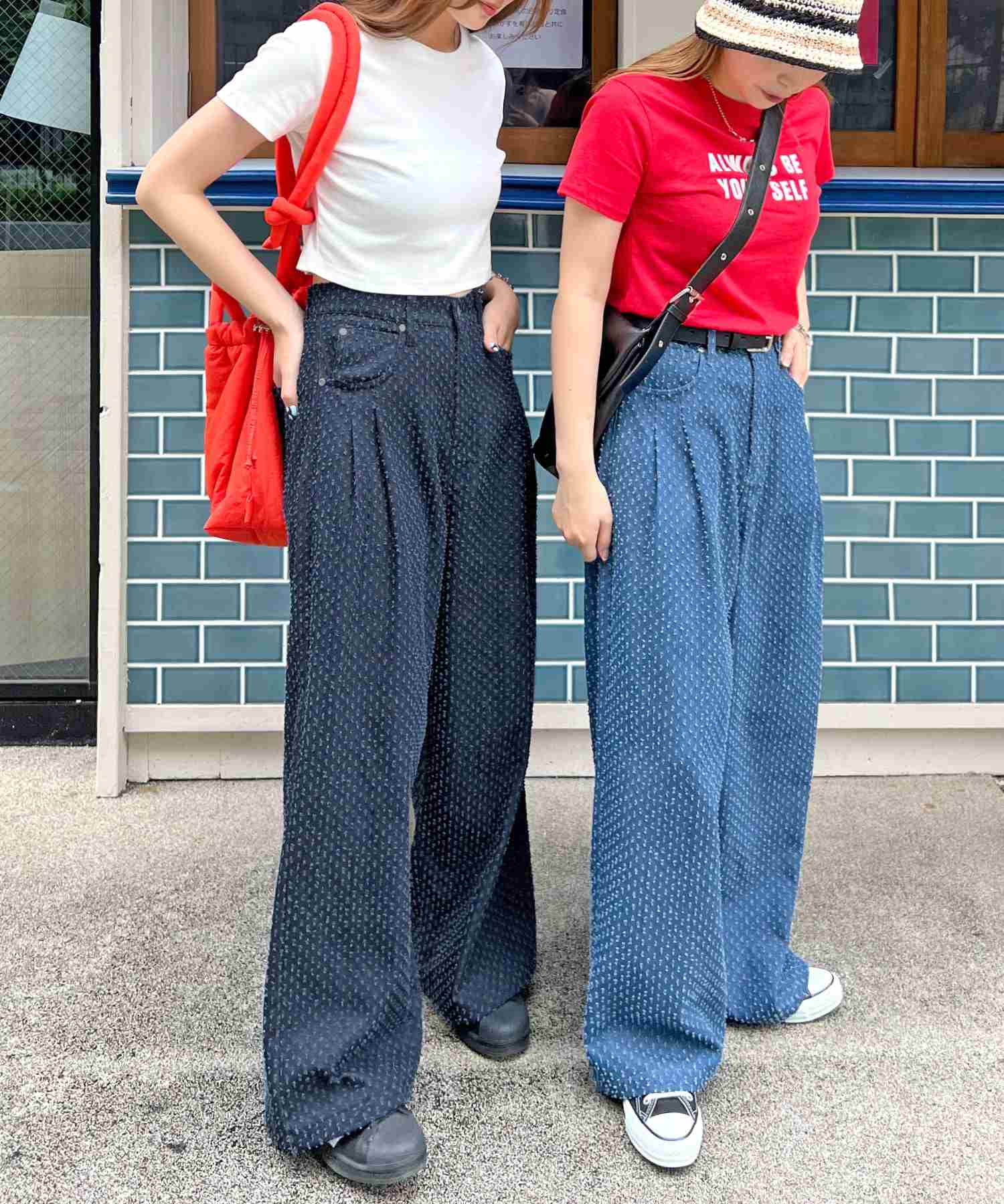 フューティアランド Futier Land ドット柄ワイドデニムパンツ （インディゴブルー） インディゴブルー
