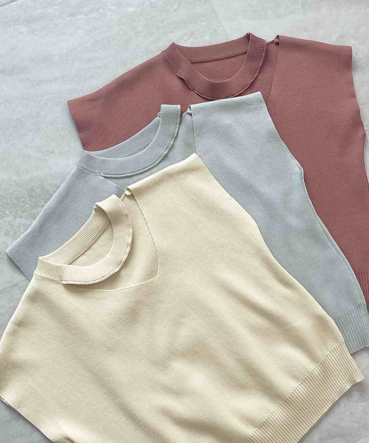 フューティアランド Futier Land アシメスリーブチョーカーネックトップス （ライトグレー） ライトグレー