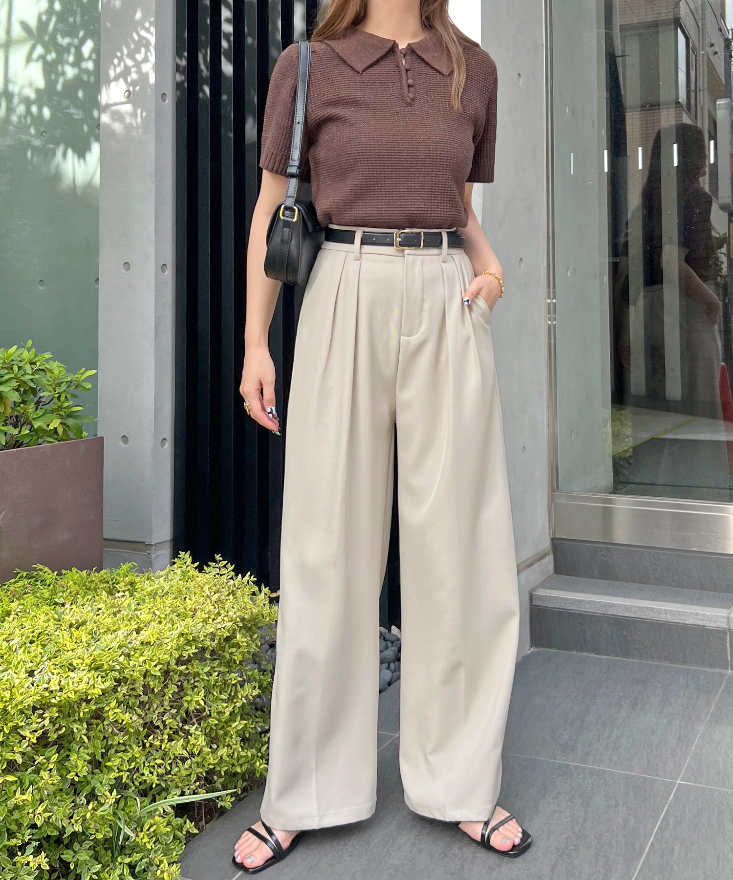 フューティアランド Futier Land ツータックワイドストレートスラックス （ベージュ） ベージュ