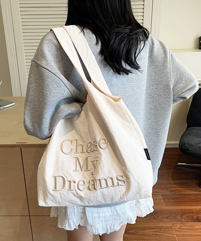 ナイロンロゴ刺繍トートバッグ アイボリー