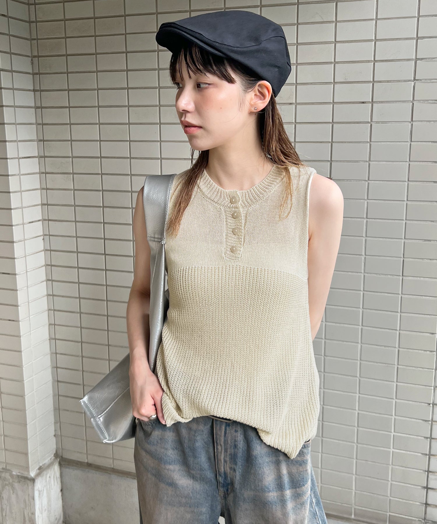 フューティアランド Futier Land ヘンリーニットタンクトップ （アイボリー） アイボリー