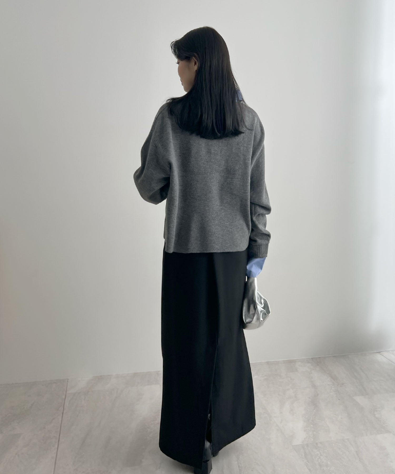 フューティアランド Futier Land シャツ襟付きポロニット （チャコールグレー） チャコールグレー