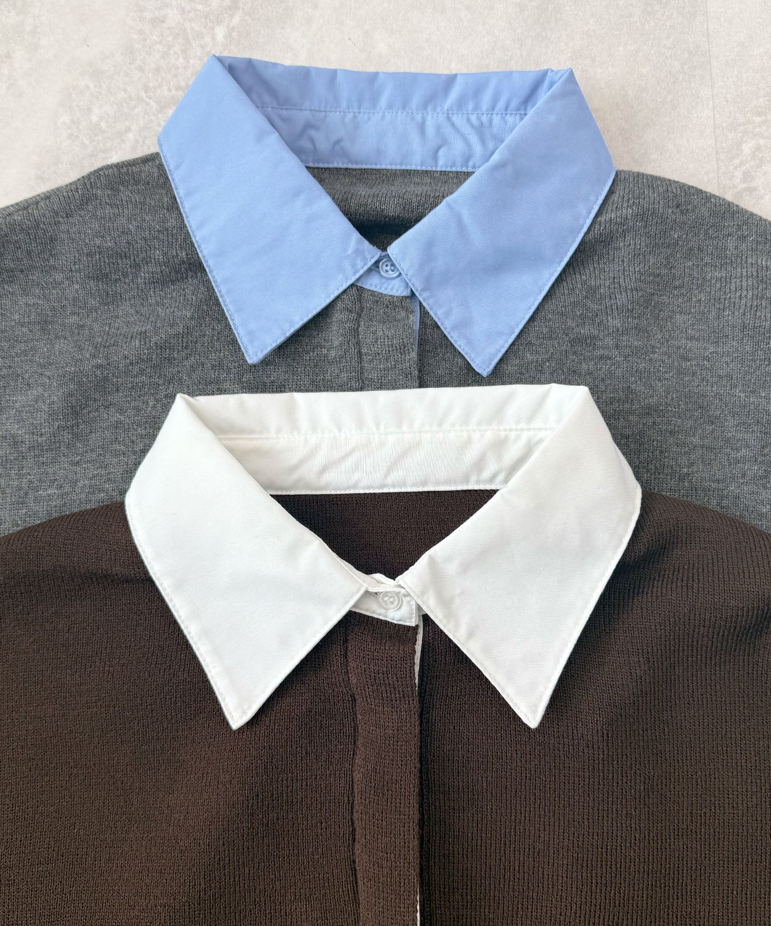 フューティアランド Futier Land シャツ襟付きポロニット （チャコールグレー） チャコールグレー