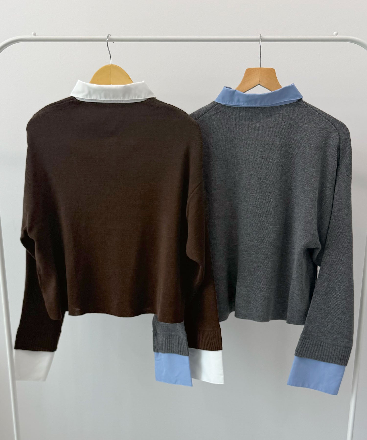 フューティアランド Futier Land シャツ襟付きポロニット （チャコールグレー） チャコールグレー