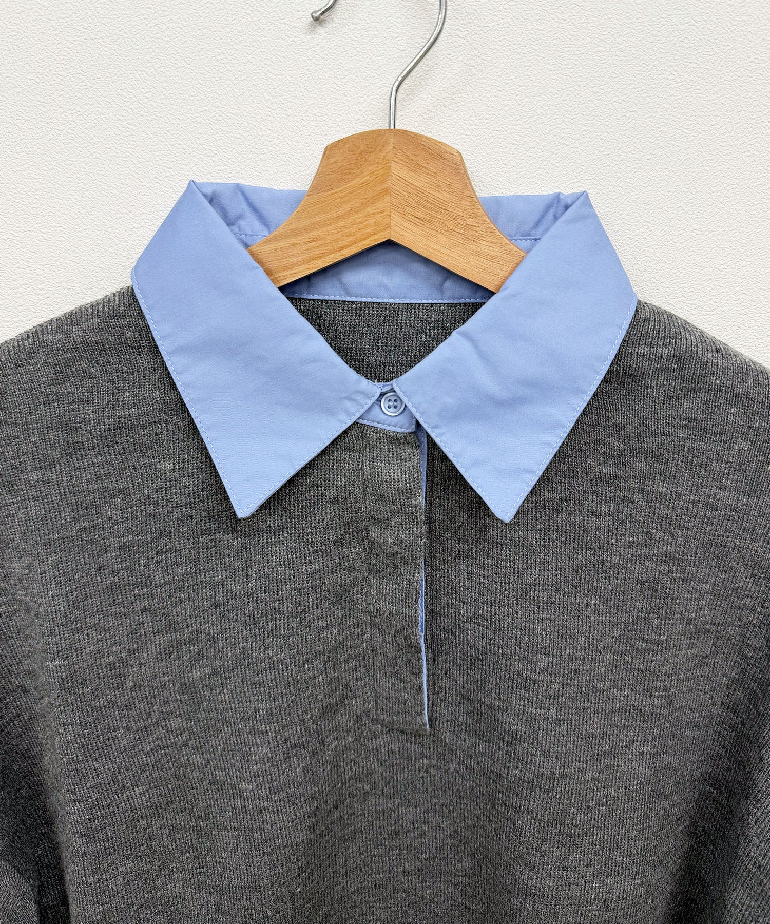 フューティアランド Futier Land シャツ襟付きポロニット （チャコールグレー） チャコールグレー