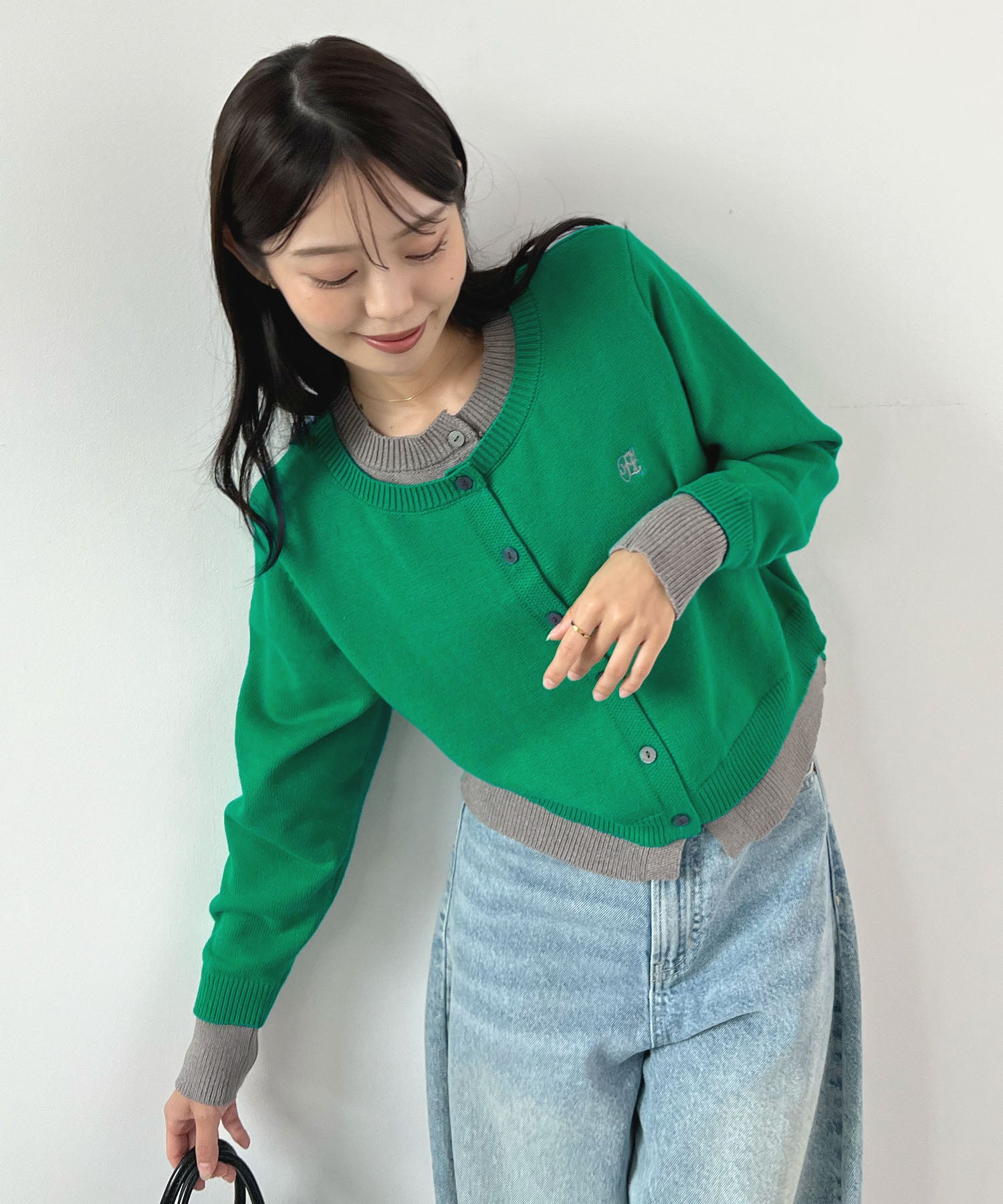 フューティアランド Futier Land レイヤード風ロゴカーディガン （グリーン） グリーン
