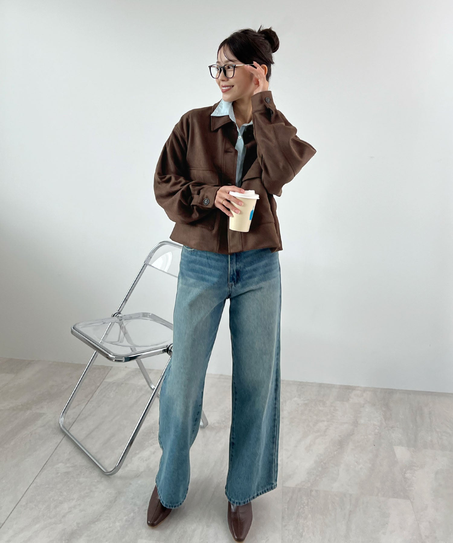 フューティアランド Futier Land スエードショートステンカラージャケット （ダークブラウン） ダークブラウン